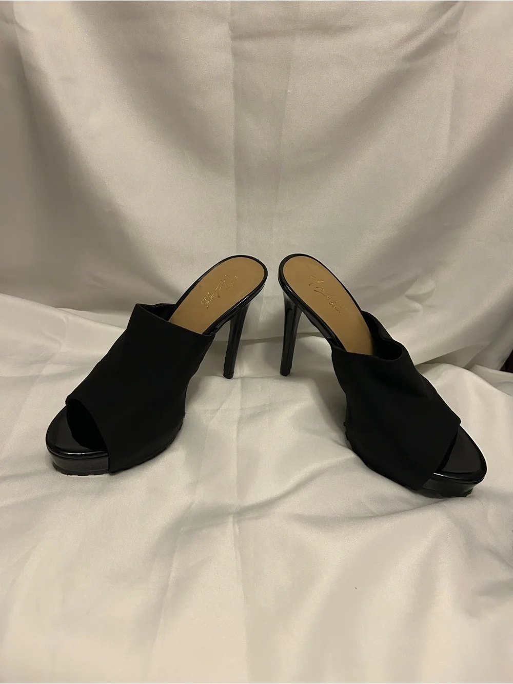 Thalia Sodi Black Open-Toe Stiletto Mule Heels